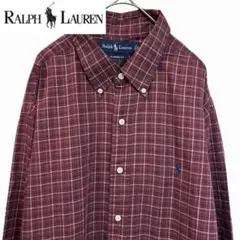Ralph Lauren ラルフローレン チェック柄 長袖ボタンダウンシャツ 赤