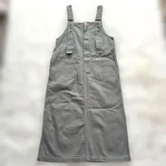 【美品】サロペット ジャンパースカート ロング丈 オリーブグレー Mサイズ