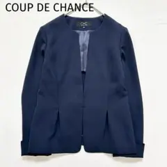 【クードシャンス】ノーカラージャケット　M　日本製　ネイビー　スーツ　美品のサムネイル