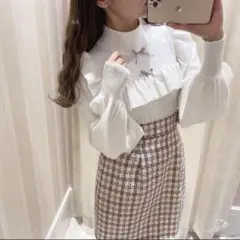 【値下げ】evelyn ツイードスカート