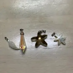 クリスタルとシェルのチャーム4個セット