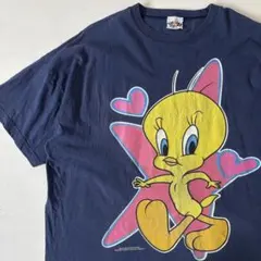 トゥイーティー　Tシャツ　ルーニーテューンズ　ネイビー　古着　ヴィンテージ