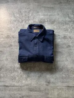 St John’s Bay ネイビー フランネルシャツ 無地 長袖 ボタンダウン