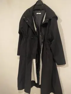 美品✨Ezickブラック フード付きロングコート撥水加工