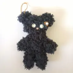 【51番】おめめキラキラ黒くまちゃん　モールドールチャーム【ぽてまる】