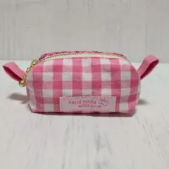 刺し子（十字花刺し）を施したちっちゃなキャラメルポーチ