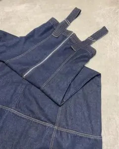 デニム　ジャンスカ　サロペットスカート　ロング　マキシ