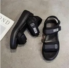 サンダル 厚底サンダル レディース スポーツサンダル 黒 シューズ　24.5ｃｍ