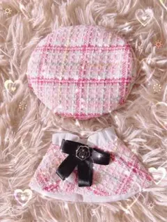 即購入可！ぬい服　ぬいぐるみ服　ポンチョ　ピンク　2点セット10cm