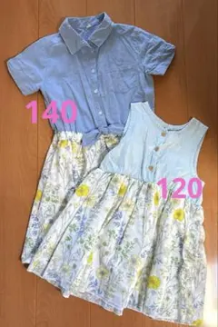 子供用ワンピース　2着セット　西松屋　姉妹コーデ　120 140サイズ