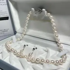 大珠✨あこや真珠ネックレス＆イヤリング 8.5-9.0mm 鑑別書付 K14WG 