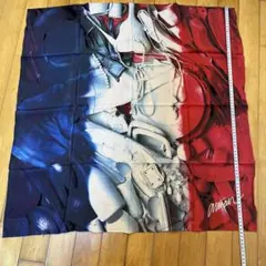 シルク100% 青赤グラデーション スカーフ