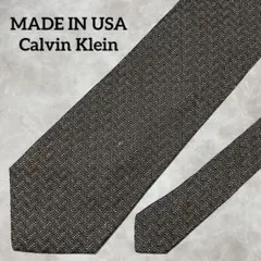 美品 USA製 Calvin Klein カルバンクライン ネクタイ オリーブ