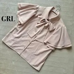 GRL 半袖 ブラウス ボウタイ付きダブルフリルスリーブブラウス ピンク リボン