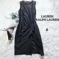 美品 ローレンラルフローレン ノースリーブ ドレープワンピース 大きなサイズ