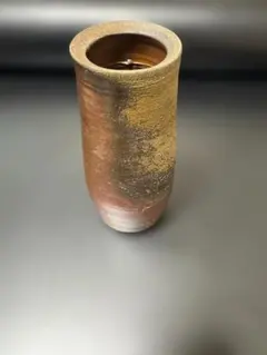 【訳あり】焼き締め 筒花瓶 作家銘入 備前風 信楽風 花器 壺 生け花