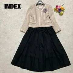 極美品 ママスーツ セレモニースーツ ツイードジャケット ベージュ ブラック M