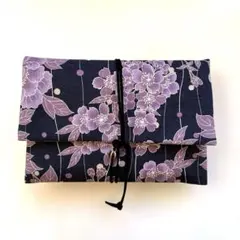 御朱印帳ケース/華の舞/紫系/大判サイズ2冊/ハンドメイド