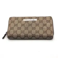 GUCCI グッチ GG キャンバス ラウンドファスナー 長財布 ブラウンのサムネイル