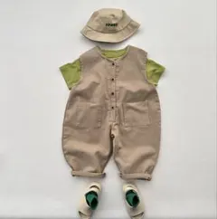 週末限定値下げ！　韓国こども服　コットンボタンオールインワン　90センチ