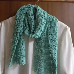 値下げしました。夏用マフラー　ストール　冷房対策　手編み　コットン