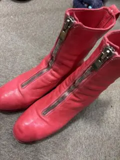 GUIDI フロントジップ レザーブーツ ピンク