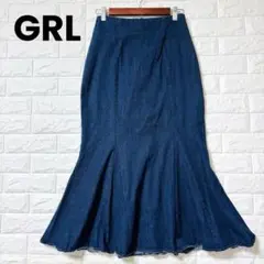 グレイル スカート デニム ロング マーメイド フレア スリット M ゴム