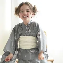 新品【120cm × グレーにフラワーブーケ】utatane 浴衣単品