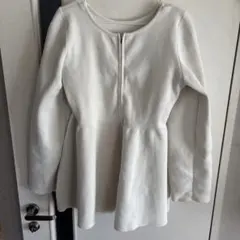 ミスティック/フロントジップ ペプラム リブニット 長袖 トップス