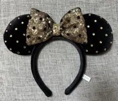 ミニーマウス耳カチューシャ 黒と金