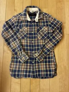 AKM×FIVE BROTHER 青チェック ネルシャツ M