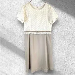 ギャラリービスコンティ ワンピース レース切替　白茶　上品 2 ベージュ698