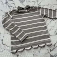 devirock ストライプトップス スカラップ　グレー　110