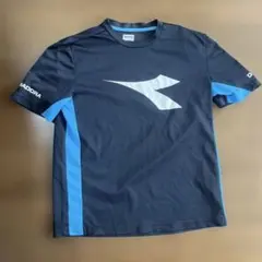 diadora テニスウェア Tシャツ ネイビー ライトブルー