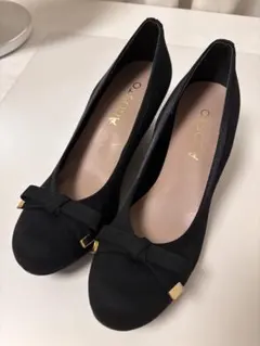 パンプス スェード生地　黒のサムネイル