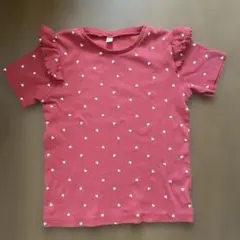 ハート柄 半袖Tシャツ ピンク フリル袖のサムネイル
