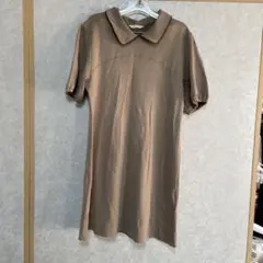 H&M 襟付きベージュひざ丈ワンピース
