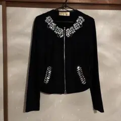 【最終SALE】ROYAL PARTY ブラック ノーカラージャケット