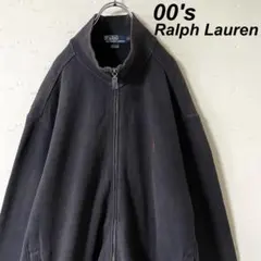 古着 00's ラルフローレン フルジップ スウェット ドライバーズニット 黒