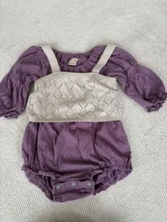 petit main パープル レースロンパース 80