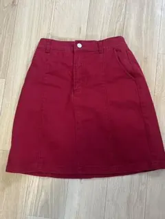 赤 タイトスカート ゴム入りウエスト
