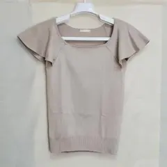 GU レディース 半袖 ニット ライトグレー S表記