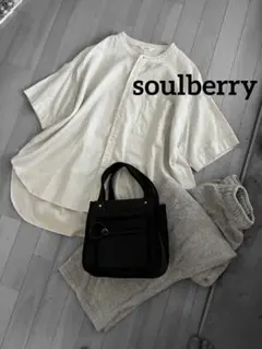 soulberry コットンリネン 半袖シャツ グレー　Lのサムネイル