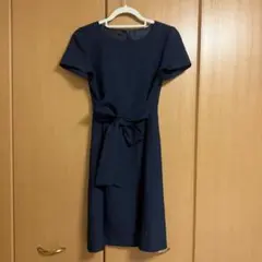 Rope picnic ネイビー 半袖 フォーマル ひざ丈ワンピース リボン付き