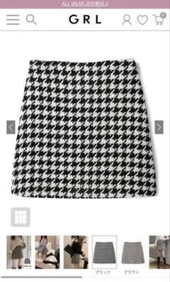 GRL 千鳥柄ミニスカート サイズL