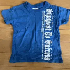 青色 プリント Tシャツ 半袖