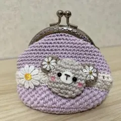 編みぐるみくまさん✩.*˚がま口ポーチ