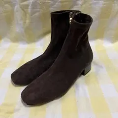 ブラウン スエード ショートブーツ