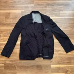 COMME CA ISM 綿麻テーラードジャケット ネイビー L 春夏 背抜き