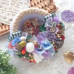 布リース*アンデヌッテ アフガン編み1* 毛糸玉リース - メルカリ